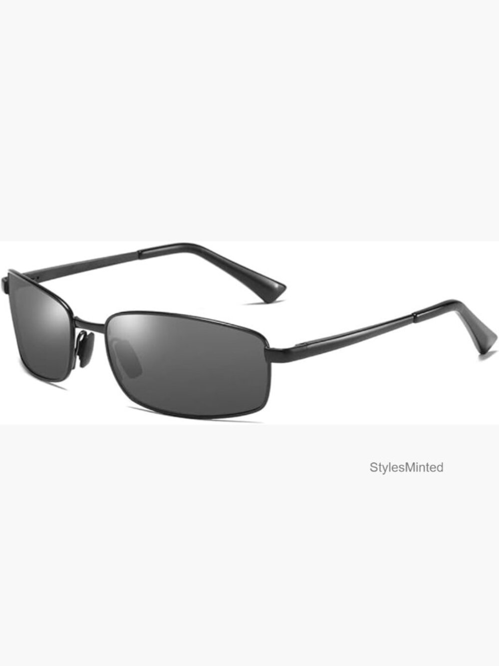 Wrap Polarized Sunglasses Rectangular Metal Frame Classic Large Fit UV400